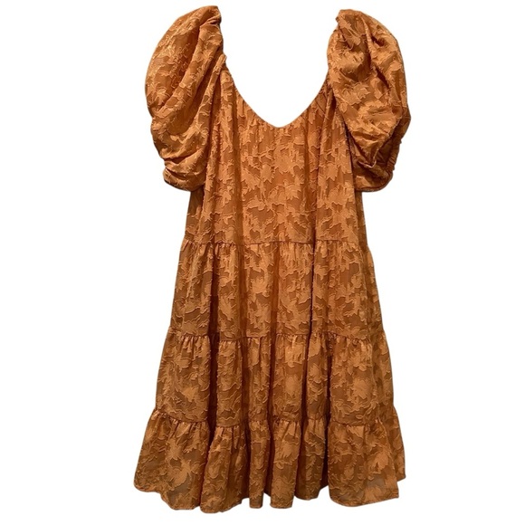 Gigio Medium USA Rust Tiered Flowy Summer Bohemian Dress Festival B4 - Picture 2 of 5